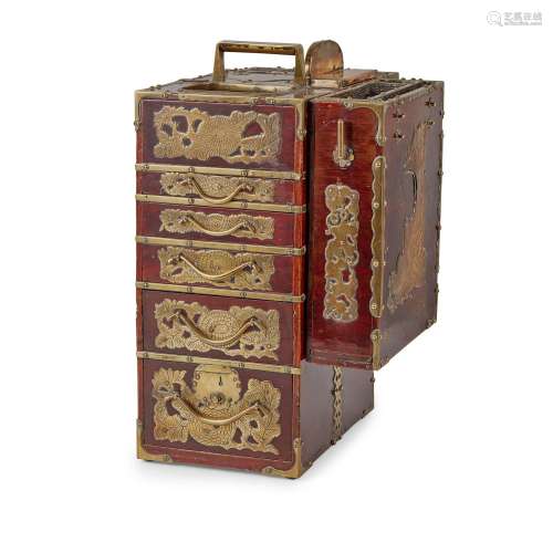 BRASS APPLIQUE PORTABLE MEDICINE BOX 19TH-20TH CENTURY