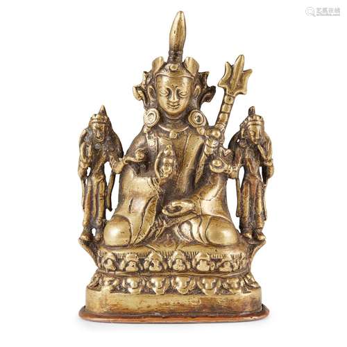 BRONZE TRIAD OF PADMASAMBHAVA AND CONSORTS