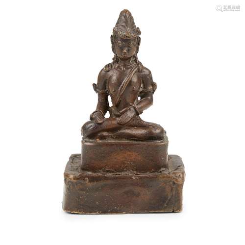 JAVANESE BRONZE SEATED FIGURE OF A BODHISATTVA