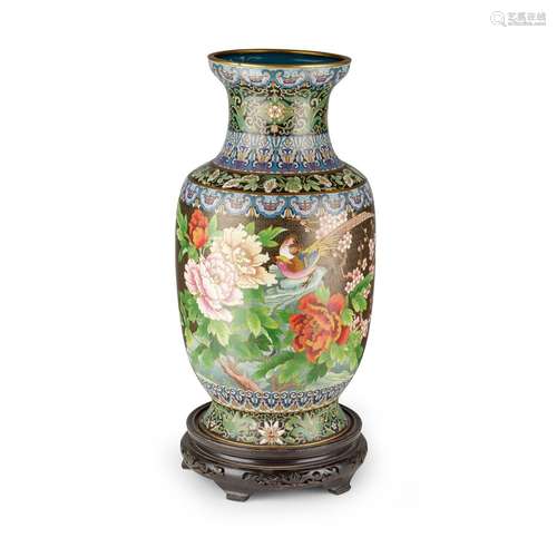 LARGE CLOISONNÉ ENAMEL VASE 20TH CENTURY