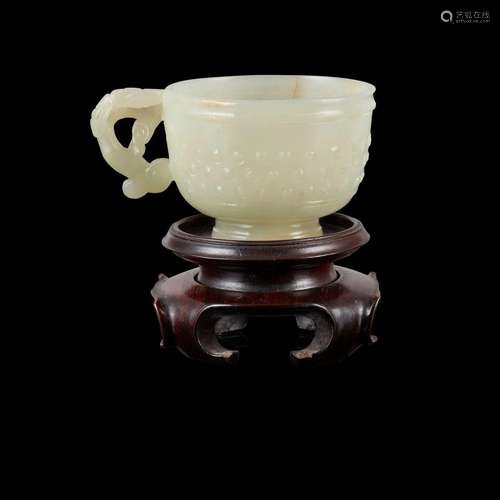 PALE CELADON JADE ARCHAISTIC CUP QING DYNASTY, 19TH CENTURY