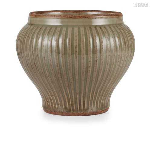 LONGQUAN CELADON RIBBED JAR MING DYNASTY OR LATER