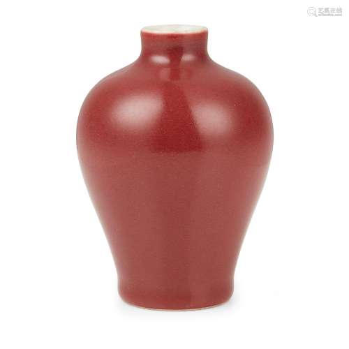 SMALL RED-GLAZED MEIPING VASE YONGZHENG MARK