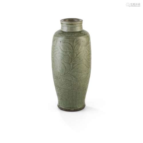 LONGQUAN CELADON CARVED 'LYCHEE' VASE MING DYNASTY OR LATER