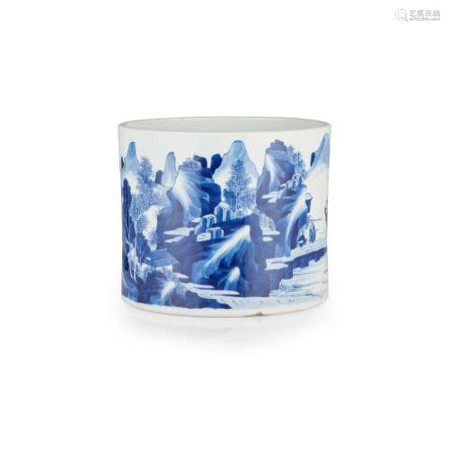 BLUE AND WHITE BRUSH POT