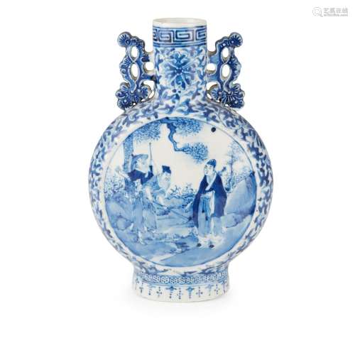 BLUE AND WHITE MOONFLASK 19TH-20TH CENTURY