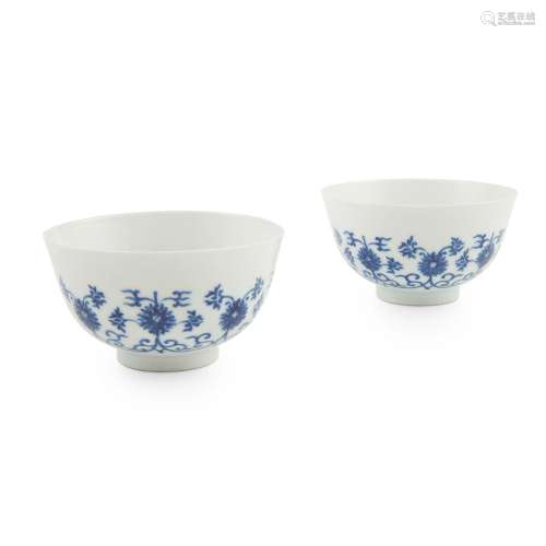 PAIR OF BLUE AND WHITE CUPS GUANGXU MARK AND POSSIBLY OF THE...