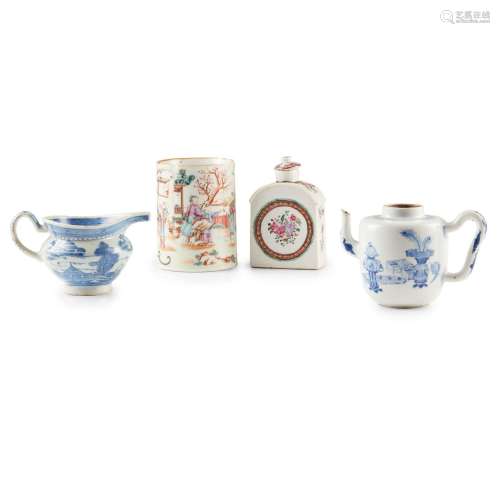 COLLECTION OF FOUR PORCELAIN WARES QING DYNASTY, 18TH CENTUR...