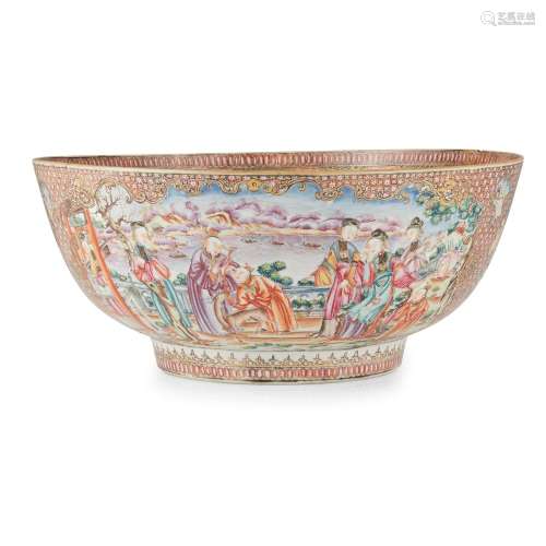 EXPORT FAMILLE ROSE PUNCH BOWL QING DYNASTY, 18TH CENTURY