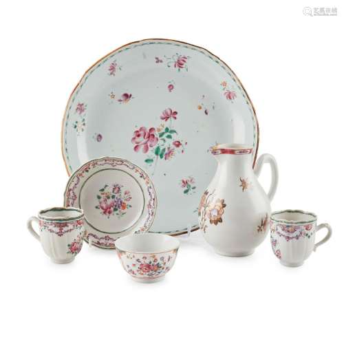 GROUP OF SIX EXPORT FAMILLE ROSE WARES QING DYNASTY, 18TH CE...