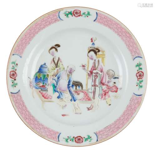 FAMILLE ROSE 'FIGURAL' PLATE