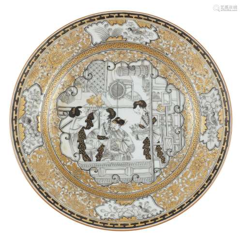 GRISAILLE AND GILT DECORATED PLATE QING DYNASTY, 18TH CENTUR...