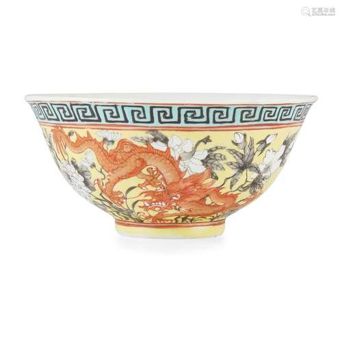 GRISAILLE-DECORATED YELLOW-GROUND 'DRAGON' BOWL QIANLONG MAR...