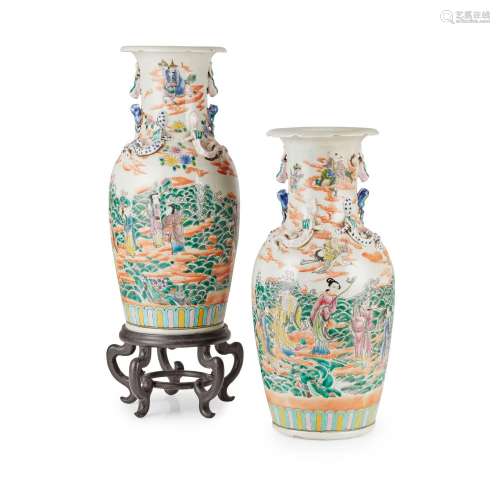 PAIR OF FAMILLE ROSE 'EIGHT IMMORTALS' VASES GUANGXU MARK, 2...