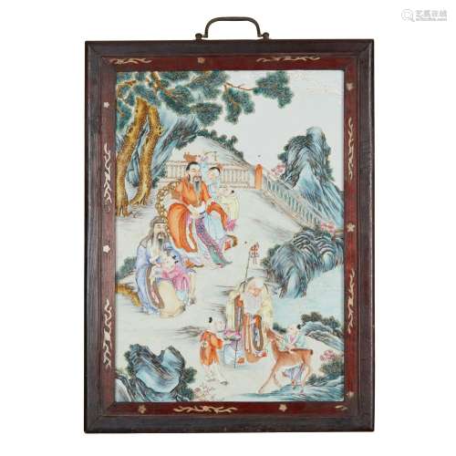 FAMILLE ROSE 'THREE STAR GODS' PLAQUE QING DYNASTY, 18TH-19T...