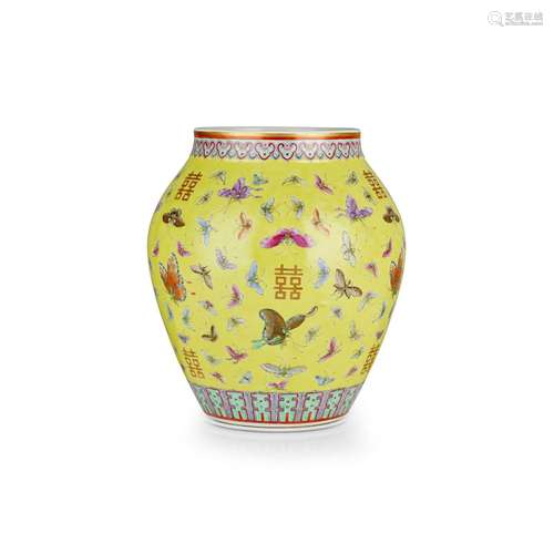 FAMILLE ROSE 'BUTTERFLIES AND MARRIAGE' VASE GUANGXU MARK, 1...