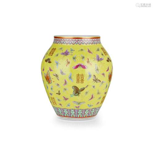 FAMILLE ROSE 'BUTTERFLIES AND MARRIAGE' VASE GUANGXU MARK, 1...