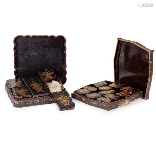 TWO JAPANESE GILT-DECORATED LACQUER BOXES 19TH-20TH CENTURY