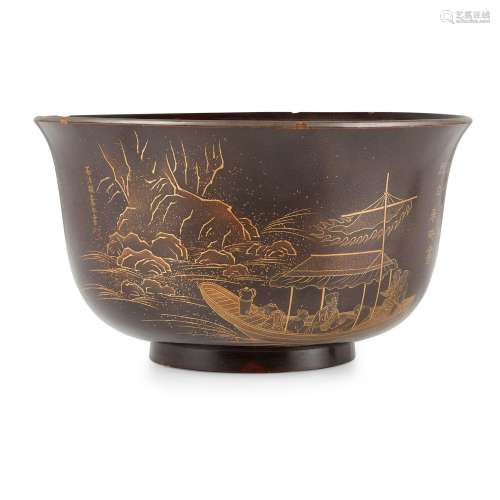JAPANESE LACQUER AND GILT-DECORATED BOWL