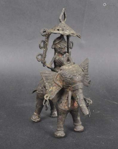 19TH CENTURY INDIAN DHOKRA LOST WAX BRONZE ELEPHANT