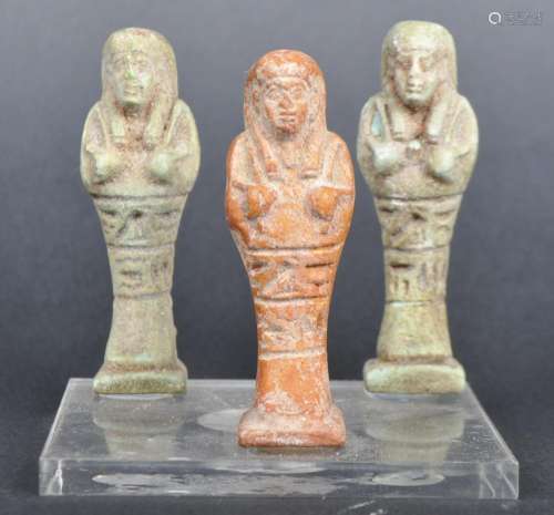 GROUP OF THREE EGYPTIAN REVIVAL SHABTI FIGURES