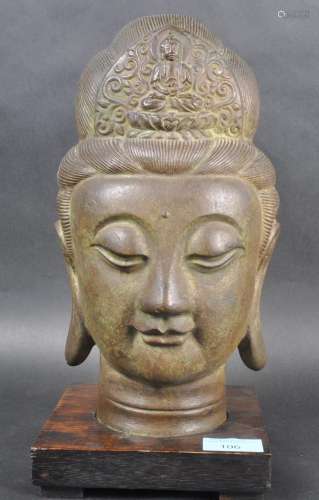 LARGE 19TH CENTURY CHINESE BRONZE GUANYIN BUST