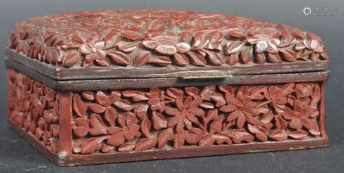 EARLY 20TH CENTURY CHINESE QIANLONG CINNABAR BOX