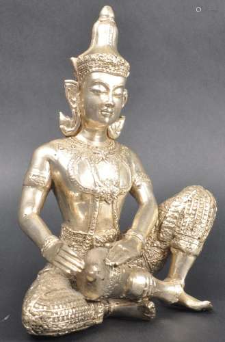 20TH CENTURY CHINESE THAI SILVER WHITE METAL BUDDHA