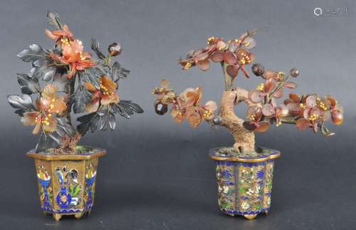 PAIR OF EARLY 20TH CENTURY CHINESE CLOISONNE BONSAI TREES