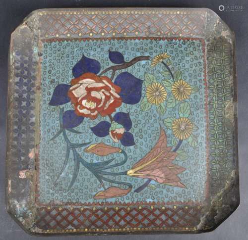 BELIEVED 17TH CENTURY MING DYNASTY CLOISONNE ENAMEL TRAY