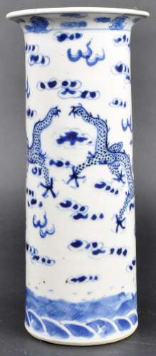 19TH CENTURY CHINESE KANGXI MARK SLEEVE VASE