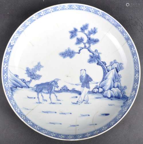 18TH CENTURY CHINESE BLUE & WHITE PLATE
