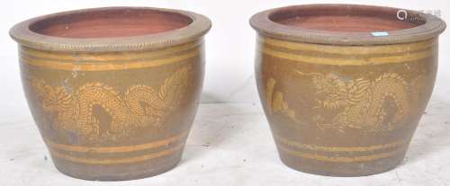 LARGE PAIR OF CHINESE 100 YEAR EGG POTS