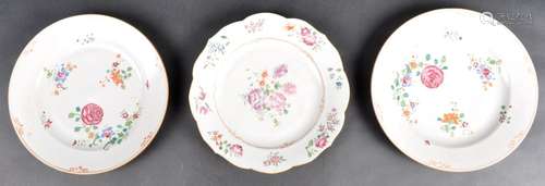 THREE 18TH CENTURY CHINESE PORCELAIN PLATES