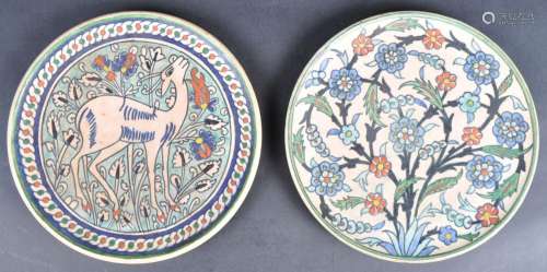 PAIR OF IZNIK POTTERY ISLAMIC PERSIAN PLATES