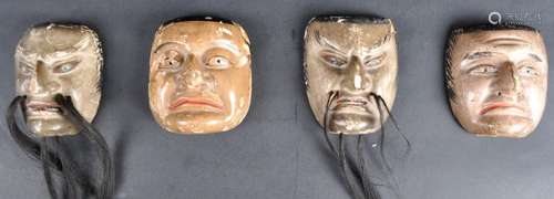 SET OF FOUR 19TH CENTURY JAPANESE NOH THEATRE MASKS