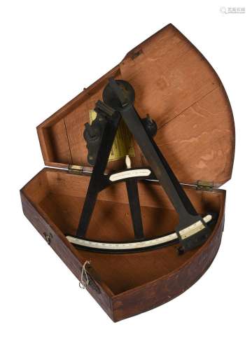 Y AN EBONY AND BRASS NAVIGATIONAL OCTANT