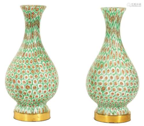 A PAIR OF 19TH CENTURY FRENCH MILLIFIORI GLASS ELECTRIFIED T...