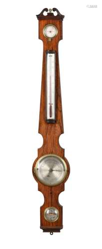 A RARE GEORGE IV ROSEWOOD MERCURY WHEEL BAROMETER WITH FIVE-...