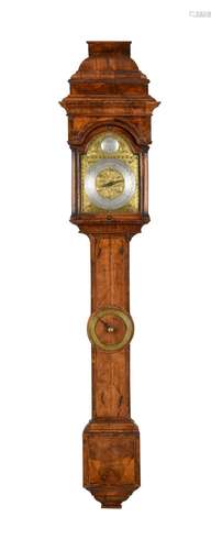 A FINE AND RARE GEORGE II WALNUT MERCURY DIAL BAROMETER