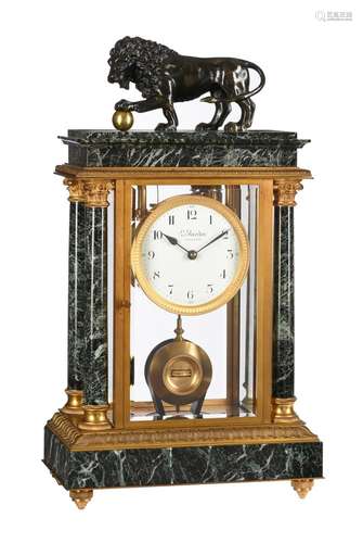 A FINE GILT BRASS, BRONZE AND VERDE ANTICO MARBLE ELECTROMAG...