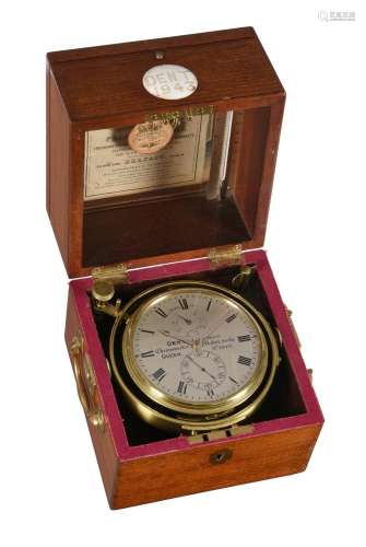 A VICTORIAN MAHOGANY CASED TWO-DAY MARINE CHRONOMETER WITH T...