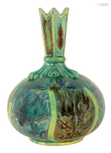 A DELLA ROBBIA ART POTTERY BULBOUS CABINET VASE