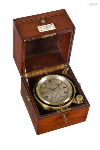 AN EDWARDIAN MAHOGANY CASED TWO-DAY MARINE CHRONOMETER