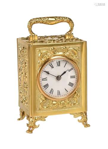 A VICTORIAN SILVER-GILT CARRIAGE CLOCK