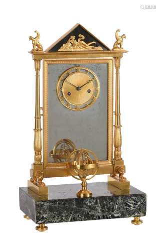 AN UNUSUAL FRENCH EMPIRE STYLE MANTEL CLOCK IN THE FORM OF A...