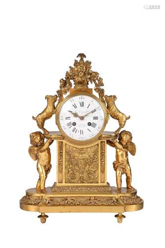 A FRENCH LOUIS XVI STYLE ORMOLU MANTEL CLOCK