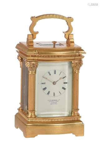 A FINE SWISS GILT BRASS MINUTE-REPEATING MINIATURE CARRIAGE ...
