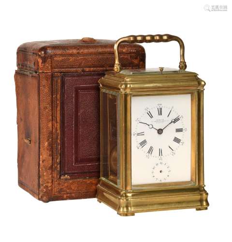 A FRENCH GORGE CASED REPEATING CARRIAGE CLOCK WITH ALARM