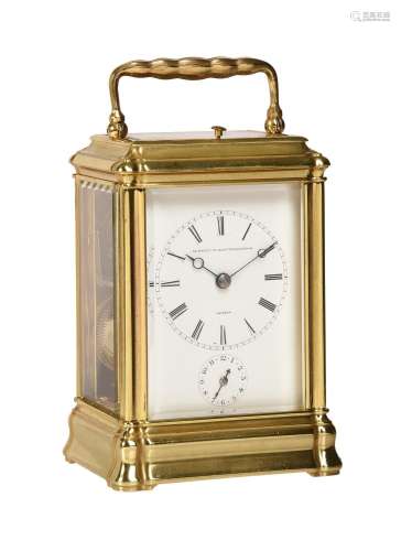 A FRENCH GILT MID-SIZED GORGE CASED REPEATING ALARM CARRIAGE...